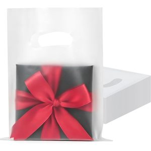 Sacs cadeaux en plastique transparent 6x8 pouces avec poignées découpées pour cadeaux de fête, bonbons et friandises - Product Image 1