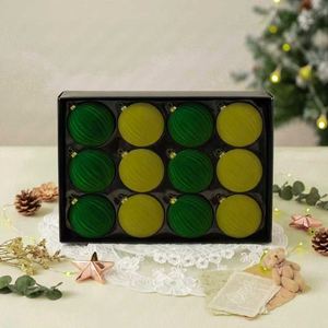 Lot de 12 boules de Noël floquées modernes de 8 cm, imprimées en 3 couleurs, personnalisées XM445, décorations suspendues en velours - Product Image 1