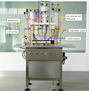 Machine de remplissage semi-automatique pneumatique de <span class=keywords><strong>gaz</strong></span> GPL <span class=keywords><strong>butane</strong></span> pour recharge d'aérosols, pour bouteilles en plastique et en métal, neuve - Product Image 2