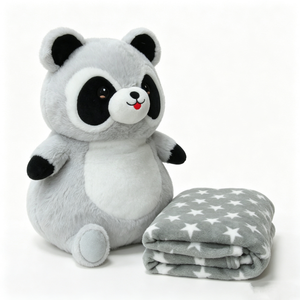 Peluche de mapache personalizado, peluche de mapache gris, juego de manta de mapache, lindo juguete de mapache - Product Image 3