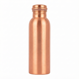 <b>Copper</b> Water Bottle with Lid Polished Metal Drinking Bottle for Travel Camping Office <b>Gift</b> - Product Image 1