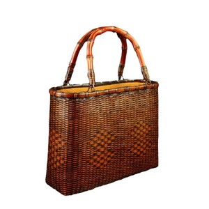 Handmade Bamboo Woven Bag Square Vintage Distressed Women's Handbag Everyday Use Zhejiang Craft - Product Image 4