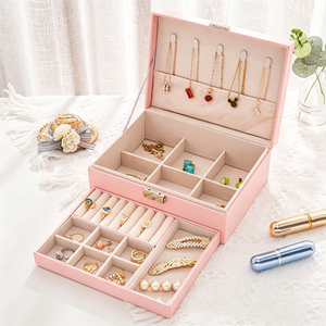 Popular Lady Style Leather Jewelry Set Display Earrings Necklace <b>Rings</b> <b>Box</b> Organizer Case - Product Image 5