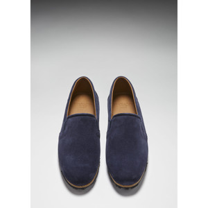 Espadrillas con Suola in Gomma, Blu Navy Scamosciato - Product Image 4