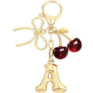 Porte-clés en métal à lettres bulles et cerises rouges et roses, best-seller transfrontalier, pour pendentif de sac femme, vente en gros - Product Image 5