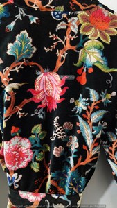 Robe élégante en velours brodé de fleurs, manches longues, col en V, robe de chambre pour femmes, tenue d'automne - Product Image 5