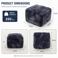 Pouf carré rembourré en velours côtelé, éco-responsable, fait main, avec rembourrage en mousse, repose-pieds, pouf de sol pour chambre
