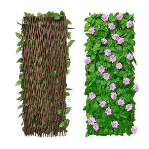 Clôture extensible en saule tressé avec feuilles artificielles, barrière d'intimité pour jardin extérieur - Product Image 2