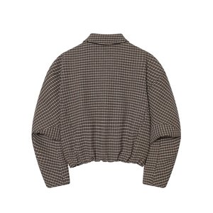 Autumn Turn Down Collar Long Sleeve Woven Polyester Zipper <strong>Fly</strong> Plaid Pattern Casual <strong>Jacket</strong> Coat for <strong>Women</strong> - Product Image 2