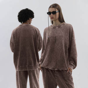 Sudadera con capucha de cuello redondo, estilo retro americano, lavada y desgastada, de 350 g/m², sin bolsillos - Product Image 6