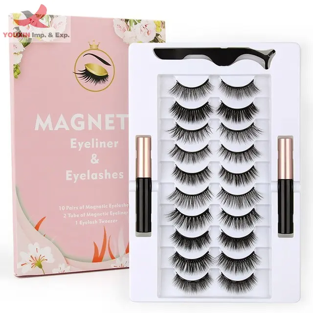 FENGFLY 2022 hot selling product 10 pairs Eye Makeup Magnetic False Eyelashes for Magnetic False Eyelashes for women and girls