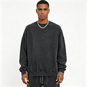 Felpa Girocollo da Uomo Personalizzata <span class=keywords><strong>con</strong></span> LOGO, Produttore di Abbigliamento Streetwear, Pesante 100% Cotone Traspirante, Stile Vintage, Ricamo <span class=keywords><strong>3D</strong></span> - Product Image 1