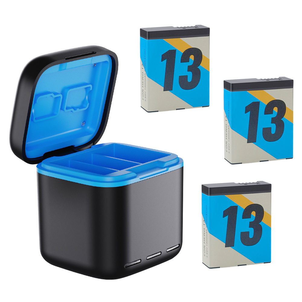 Hongdak 38 in 1 Action & Sports for GoPro Accessories Kit 13 Waterproof Case Triple Charging Charger Package Set