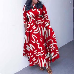 Abito <span class=keywords><strong>Lungo</strong></span> Stampato a Maniche Corte per Donne <span class=keywords><strong>Taglie</strong></span> <span class=keywords><strong>Forti</strong></span>, <span class=keywords><strong>Vestito</strong></span> <span class=keywords><strong>Lungo</strong></span> a Vita Alta Stile Africano per Commercio Estero - Product Image 5