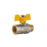 Vanne de contrôle de gaz à bille en laiton forgé de haute qualité avec poignée papillon pour gaz, huile et eau