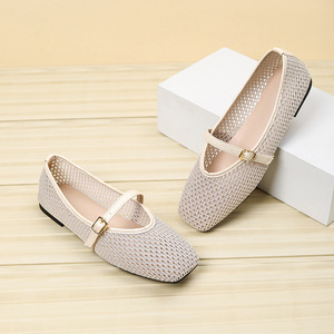 Zapatos Planos de Mujer con Malla Transparente Estilo Mary Jane 2026, Zapatos de <span class=keywords><strong>Ballet</strong></span> con Punta Cuadrada a la Moda, Zapatos Planos con Correa Ajustable en el Tobillo - Product Image 2