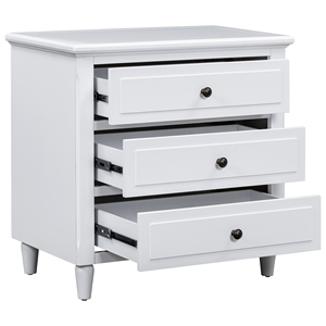 <b>U</b>_STYLE 28'' Painted Nightstand 3 Drawers Smooth Gliding Rails Minimalist Bedside Cabinet Metal Handle - Product Image 6