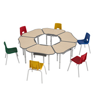 Ensemble de bureau et chaise trapézoïdaux modulaires, hauteur réglable, plateau en MDF, ergonomique, mobilier de classe pour études en groupe, enfants