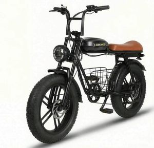 Vélo de montagne électrique rétro avec pneus de 20 * 4 pouces, cadre en acier au carbone, batterie lithium 48V10ah, frein à disque double, double suspension - Product Image 1