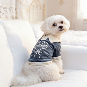 Velvet Pet <b>T</b>-Shirt Pink Embroidered Heart Design For Dogs <b>Cats</b> Small Medium Size Four Seasons Wear - Product Image 2