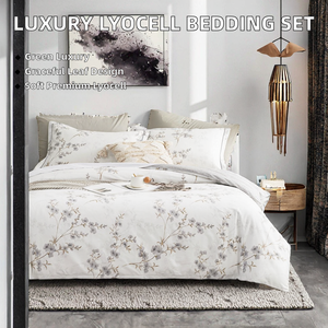 Luxury Lyocell Woven Modern Printed <b>Bedding</b> <b>Set</b> 3-Piece Premium Softness Eco-Friendly <b>Silk</b>-Like Fabric 200TC All-Season Elegant - Product Image 2
