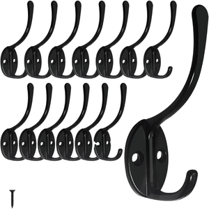 Paquete de 2 perchas de pared extensibles de metal rústico brillante y duradero, con 20 ganchos, diseño multifunción para colgar gorras de béisbol - Product Image 1
