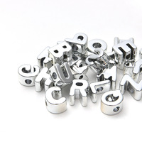 Perles acryliques à grand trou, lettres argentées, pour chaussures, décontractées, numériques, DIY, alphabet, pour porte-clés DIY