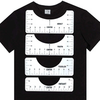4 Pcs Instrument de dessin technique en plastique portable Règle d'alignement pour t-shirt Guide de placement pour kit de couture