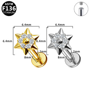 Boucles d'oreilles en titane G23, alliage de titane, serties de zircon, bijoux de mode pour piercing d'oreille, cadeau - Product Image 5
