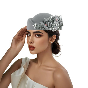 Chapeau Turban Vintage en Feutre pour Femme, Fascinator de Cérémonie avec Fleur, Béret Doux pour Dames, Idéal pour Fête et Chapeau d'Hôtesse de l'Air - Product Image 6