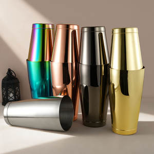 Ensemble de shakers à cocktails Boston en acier inoxydable coloré en gros, capacité de 550 ml/830 ml, outil de <span class=keywords><strong>bar</strong></span> moderne - Product Image 1