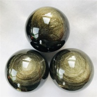 Sphère en obsidienne dorée naturelle, cristal de guérison, boule de cristal pour la décoration