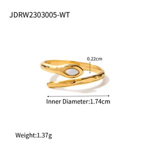 Vintage Bohemian Trendy Gold Plated Stainless Steel Zircon <b>Open</b> <b>Ring</b> with Star Flower Design for Women - Product Image 4