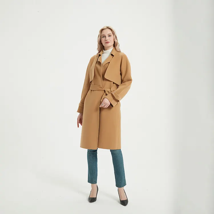 New Winter Solid Color 2 Pcs Women's Wool & Blends New Design Jacket Fashion Elegant Wool Coat