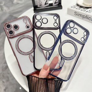 เคสโทรศัพท์มือถือแบบใสเคลือบเงาหรูหรา ประดับเพชรแม่เหล็ก สำหรับ iPhone 17 16 15 14 13 12 11 Pro Max Air - Product Image 2