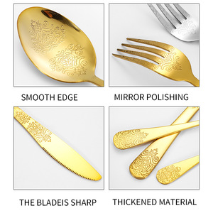 Ensemble de couverts en acier inoxydable 24 pièces, couteau, fourchette, cuillère, design sculpté, cuisine occidentale, utilisation dans les hôtels et restaurants - Product Image 5