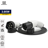 Câble de chargement personnalisé 16A 3.6KW Mode 3 5M Type 2 à Type 2 pour voiture électrique EV