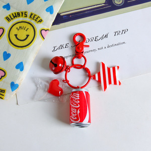 3D kim loại Keychain dễ thương túi quyến rũ cho các cặp vợ chồng sáng tạo Soda chai phim hoạt hình thực phẩm Keychain nước giải khát chai với Ice Cube Mặt dây chuyền - Product Image 3