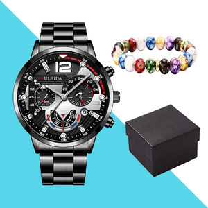 Ensemble de montres à quartz tendance avec bracelet et boîte FD058, montres de sport et d'affaires avec calendrier pour hommes - Product Image 4