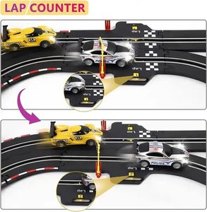 Circuits de course de voitures slot avec 4 voitures slot haute vitesse, circuit de course à piles ou électriques, jeu de course double pour garçons et enfants - Product Image 3