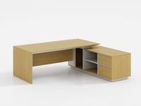 Nouvelle conception de table de direction moderne en bois avec armoire latérale et pieds en acier inoxydable pour mobilier de bureau