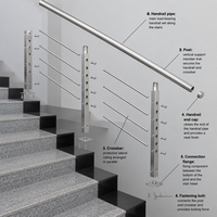 Rampe d'escalier de balcon en acier inoxydable sur mesure avec usinage CNC SUS 304, design industriel, fixation au sol, certifiée CE