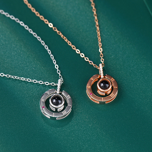 Moda minimalista plata esterlina 925 I Love You 100 Idioma cámara oculta COLLAR COLGANTE collares para Mujeres Hombres - Product Image 3