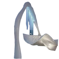 Sculpture d'art personnalisée Vincentaa en forme de feuille blanche, en acier inoxydable soudé, pour décoration extérieure tendance