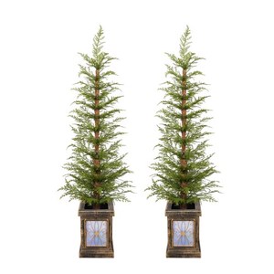 4ft Pre-Lit Artificial <b>Christmas</b> <b>Tree</b> 2-Piece Set PE Material Easy Assembly Pot Stand Holiday Display - Product Image 1