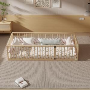 Parc pour bébé en bois massif personnalisable, barrière de lit multifonctionnelle, cloison de jeu, séparateur de pièce, conception sûre et robuste, service OEM ODM - Product Image 4