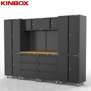 Wholesale 11pcs Garage <b>Tool</b> <b>Cabinets</b> - Industrial Steel <b>Storage</b> System With Pegboard and Wheels for Workshop/Mechanics 20CM11B R - Product Image 2
