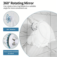 Miroir de salle de bain anti-buée en acrylique avec fixation par ventouse pivotante et porte-rasoir intégré pour salle de bain, vente en gros