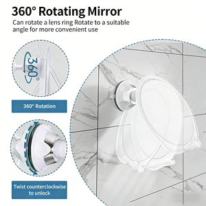 Cermin Kamar Mandi Akrilik Putar dengan Perekat Vakum Anti Kabut, Dilengkapi Tempat Pisau Cukur Terintegrasi untuk Kamar Mandi - Product Image 3