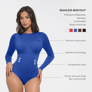Hexin Bodysuits Shapewear Buikcontrole Bodys Pour Femmes Basic Jumpsuit Tops Met Lange Mouwen Afslankende Body Shaper Body Suits Tops - Product Image 3